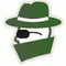 Zielony mężczyzna w zielonym kapeluszu i czarnych okularach