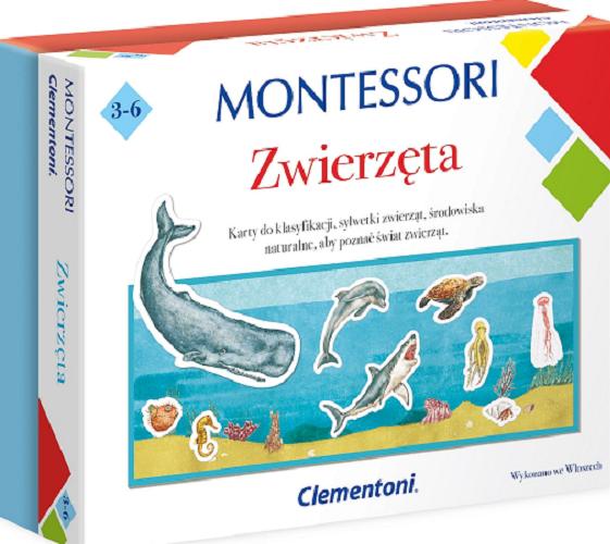 Okładka książki Zwierzęta : [Gra edukacyjna] Montessori / Projekt i opracowanie Loretta Cordoni, Annarita Valeri, Andrea Cozzoni ; ilustracje Marisa Ventura.