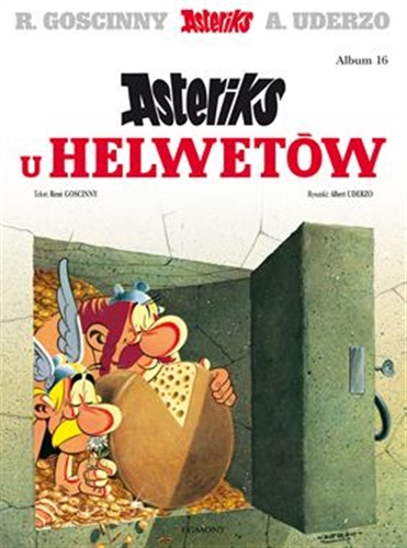 Okładka książki Asteriks u Helwetów / tekst: René Goscinny ; rysunki: Albert Uderzo ; [przekład z języka francuskiego: Jolanta Sztuczyńska].