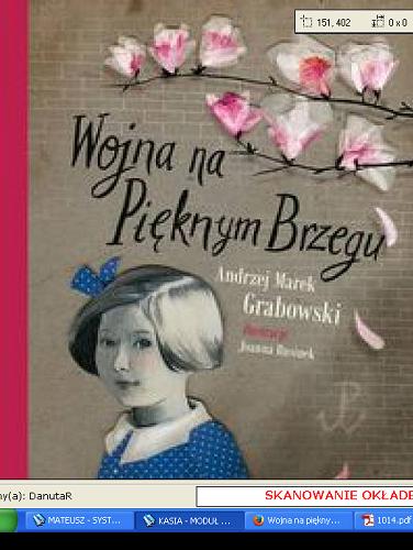 Okładka książki Wojna na Pięknym Brzegu / Andrzej Marek Grabowski ; ilustracje Joanna Rusinek.