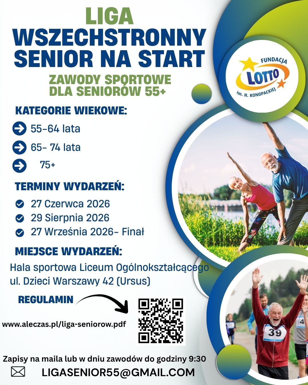 Osoby starsze uprawiające sport, treść napisów zawarta w artykule