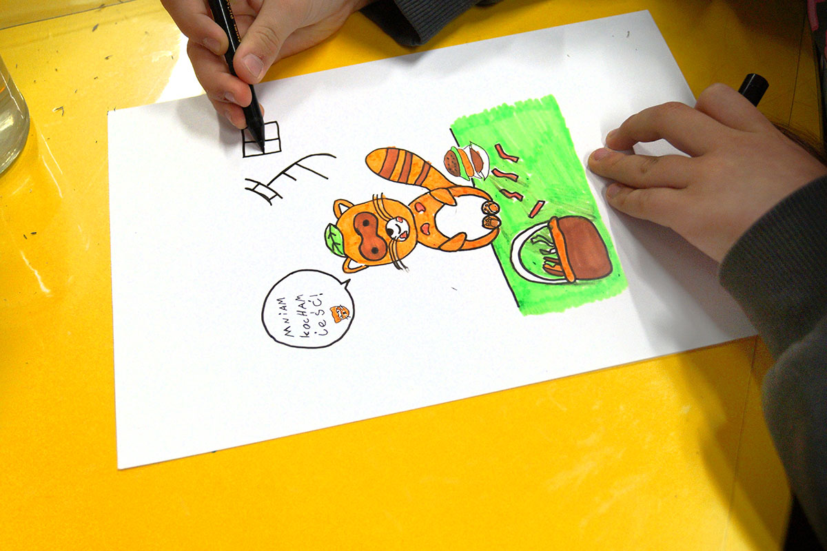 Rysunek zwierzęcej postaci.