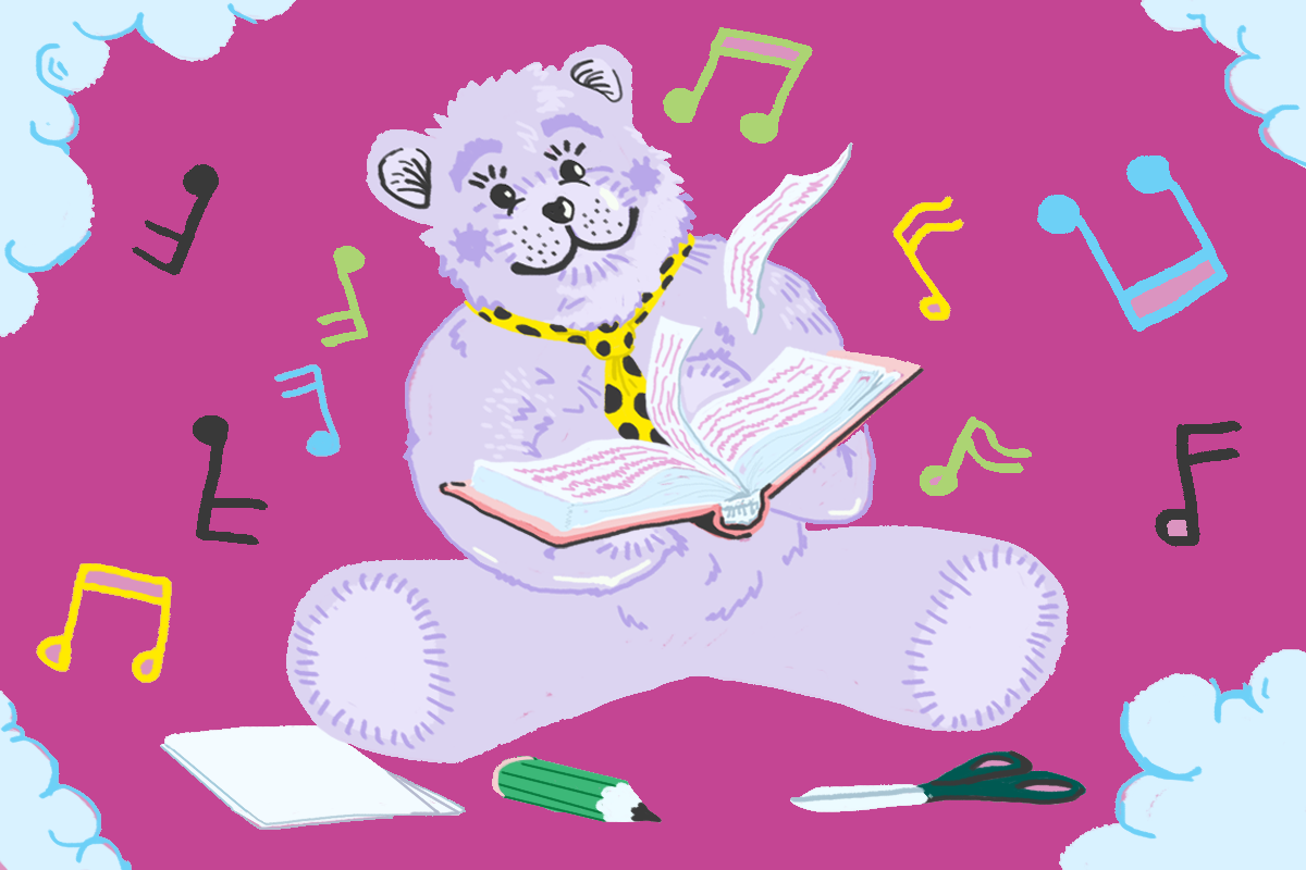 Miś czytający książkę