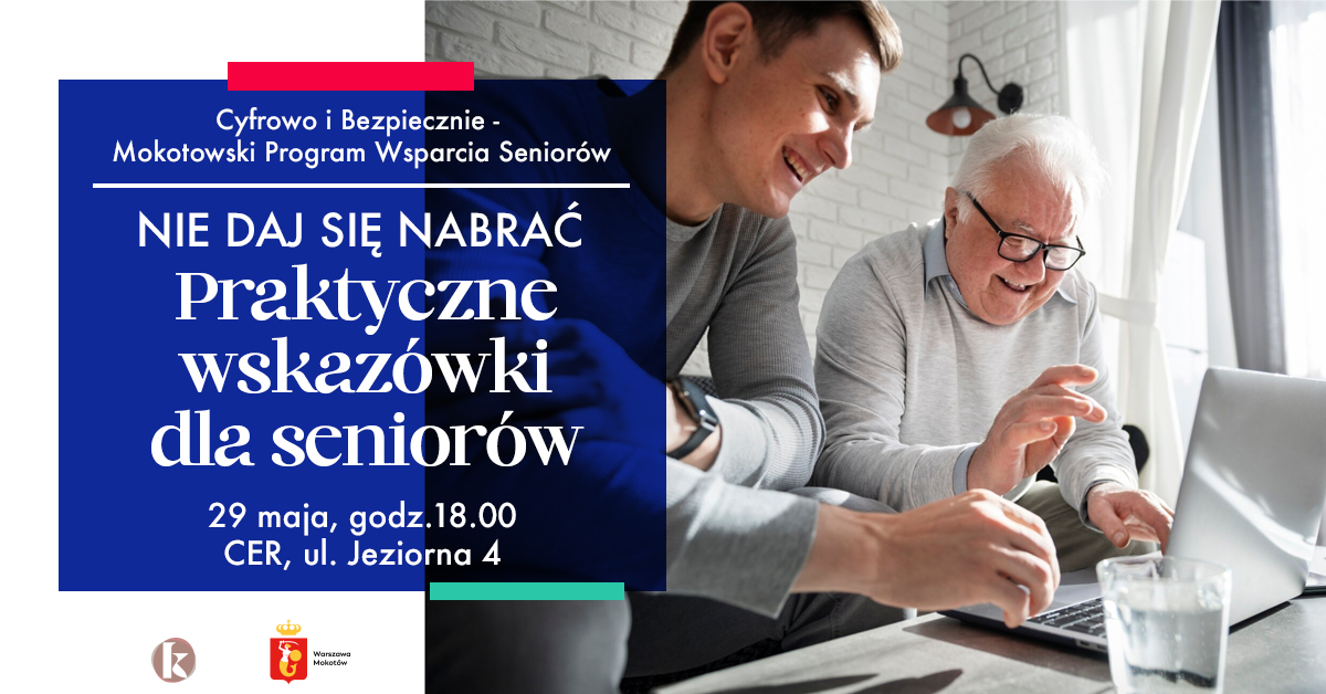 Dwaj mężczyźni, młody i starszy, siedzą razem przed komputerem i klikają w klawiaturę, treść napisów zawarta w artykule