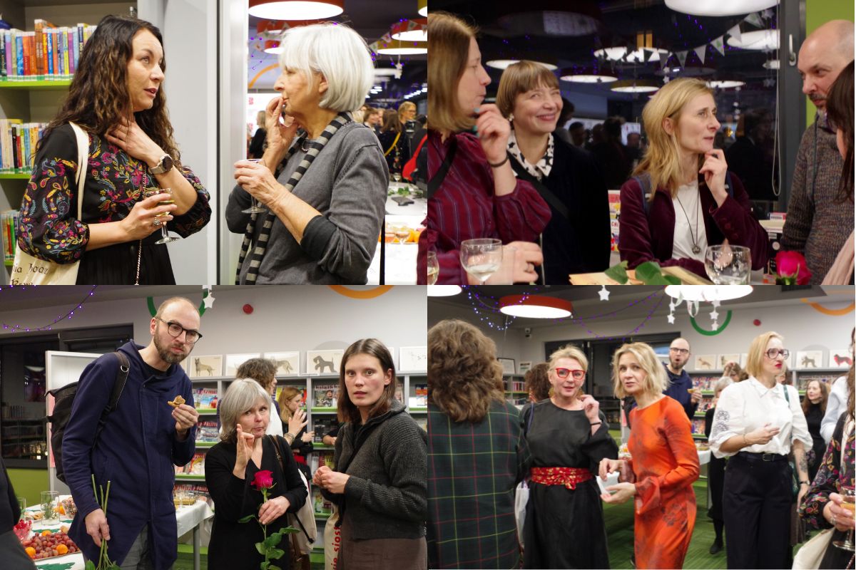 Kolaż zdjęć z bankietu konkursu Książka Roku 2025 Polskiej Sekcji IBBY