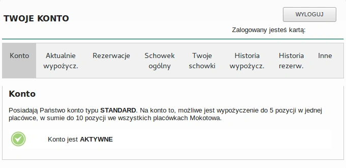Wygląd konta online
