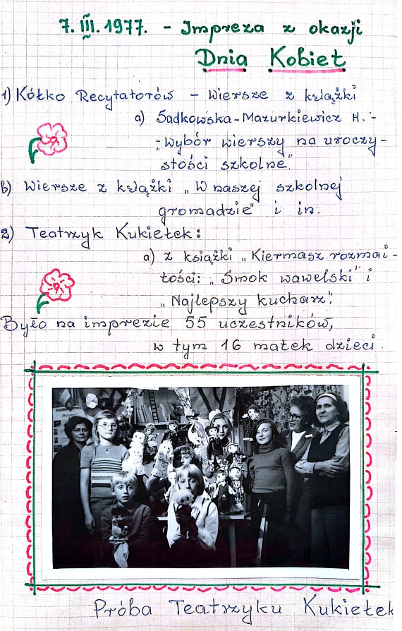 karta z kroniki bibliotecznej, treść zawarta w artykule, czarno białe zdjęcie