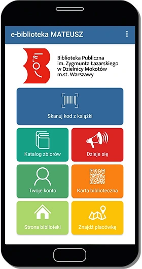 link do pobrania aplikacji pokazujący jej ekran powitalny 