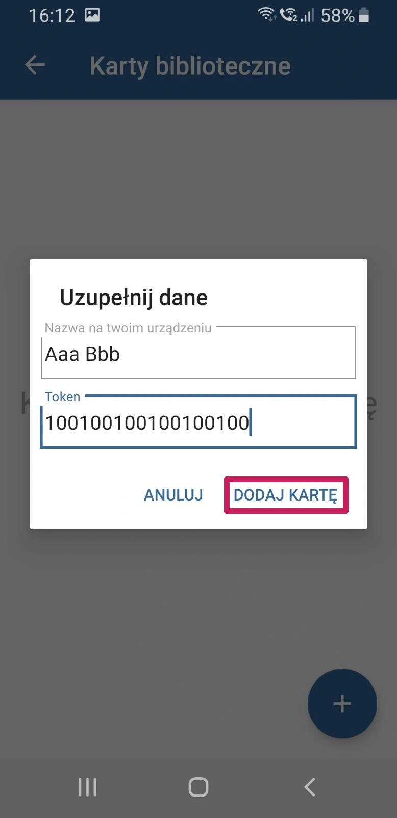 Aplikacja e-biblioteka MATEUSZ