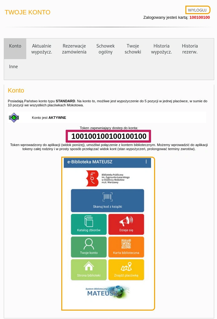 Aplikacja e-biblioteka MATEUSZ