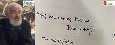 Na iluistracji: z lewej Wiesław Budzyński,  po prawej autograf Krzysztofa Kamila Badczyńskiego z rękopismiennego tomiku wierszy 