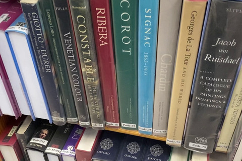 Półka z książkami w języku angielskim.