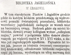 Fragment tekstu z tygodnika ilustrowanego z 1860 roku, którego treść zamieszczona jest w artykule.