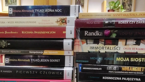 Dwa stosy książek.