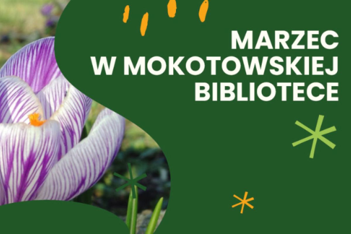 Na białym tle napis: marcowy program wydarzeń. Do tego elementy dekoracyjne.