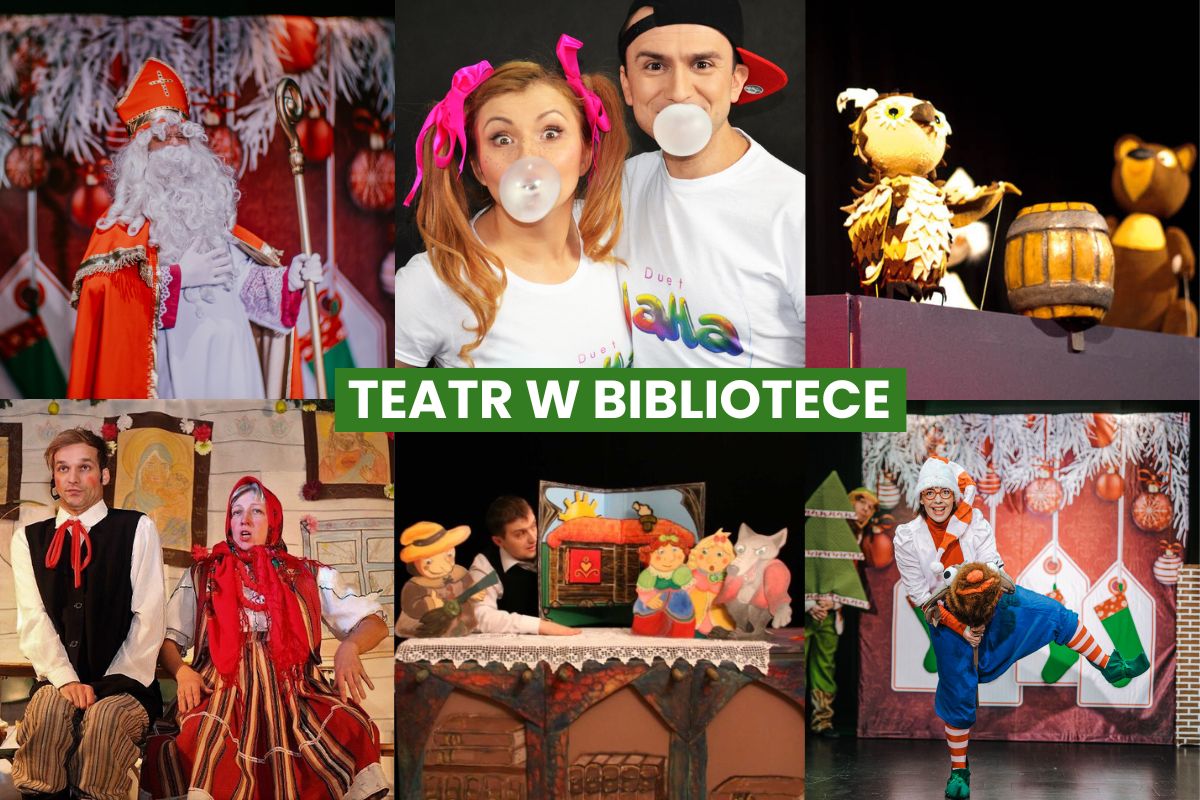 Kolaż zdjęć ze świątecznych przedstawień teatralnych