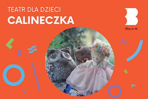 Mała lalka Calineczki w różowej sukni, obok mając dwie sowy.