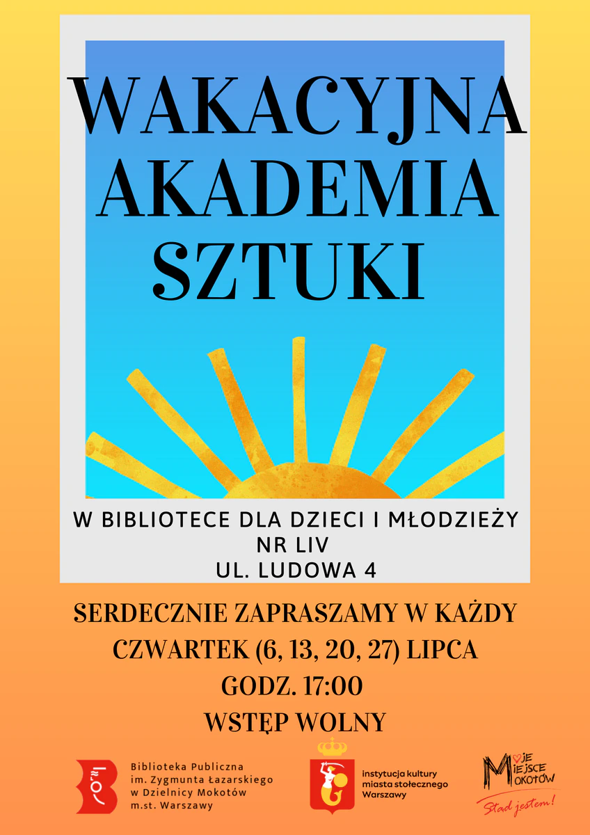 Środek plakatu dominuje narysowana górna część Słońca na niebieskim tle. Poza tym tekst zawarty w artykule.