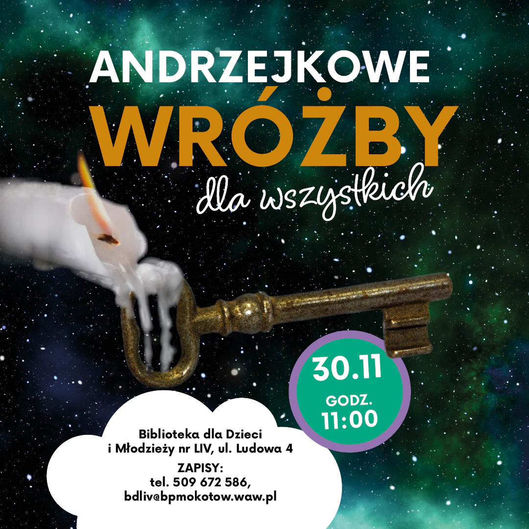 Wosk z białej świecy leje się przez klucz na tle rozgwieżdżonego nieba.