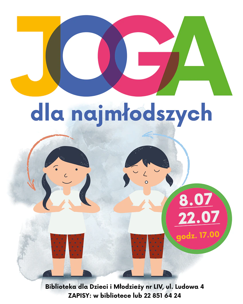 Dwójka narysowanych dziewczynek z kucykami ćwiczy jogę.