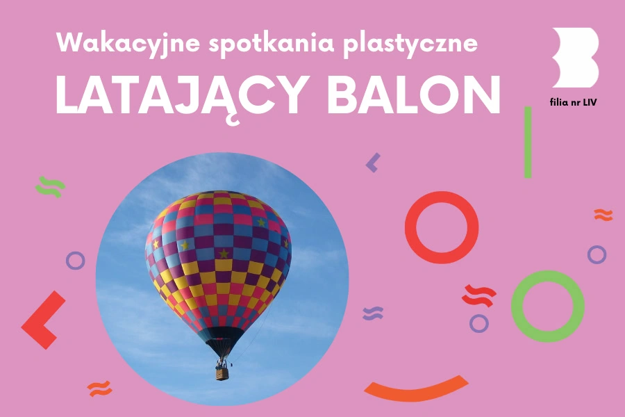 Wielobarwny balon na gorące powietrze unosi się na tle nieba.
