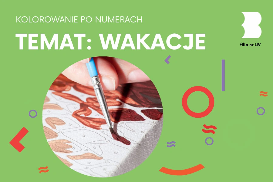 Dłoń trzymająca cienki pędzel zamalowuje kartkę, na której są narysowane linie i numery.