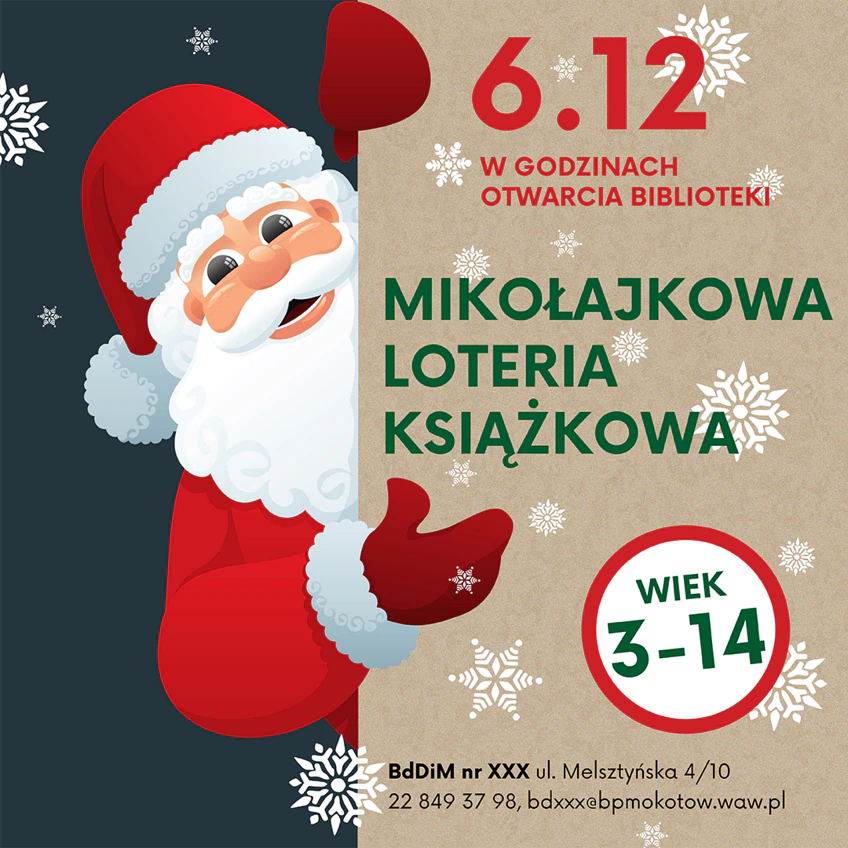 Z lewej wychyla się Mikołaj zza szarek kartki, na której znajduje się test zawarty w artykule.