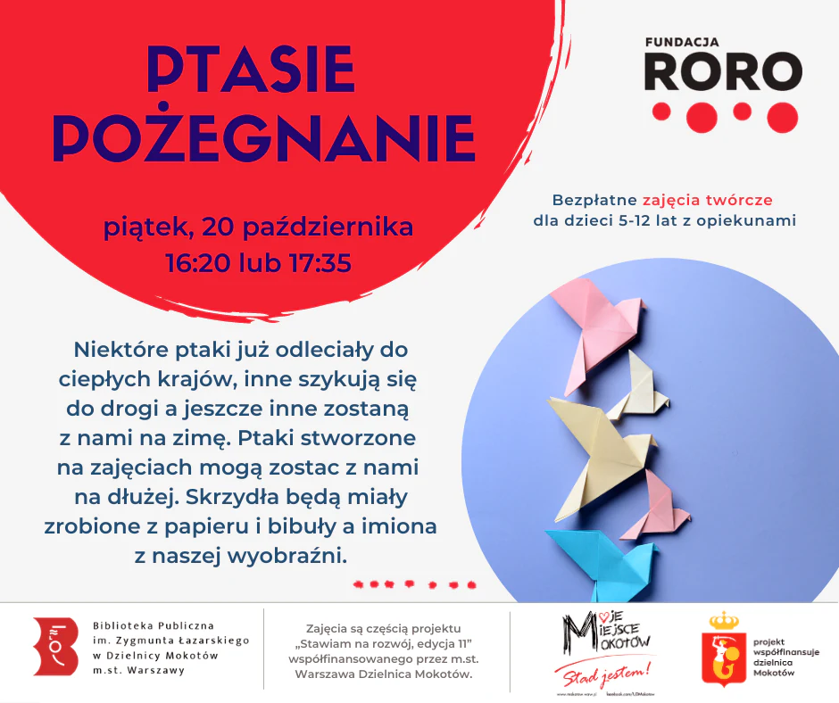 Poza tekstem zawartym w artykule, w prawym dolnej ćwiartce w kole jest zdjęcie pięciu kolorowych, papierowych ptaków.