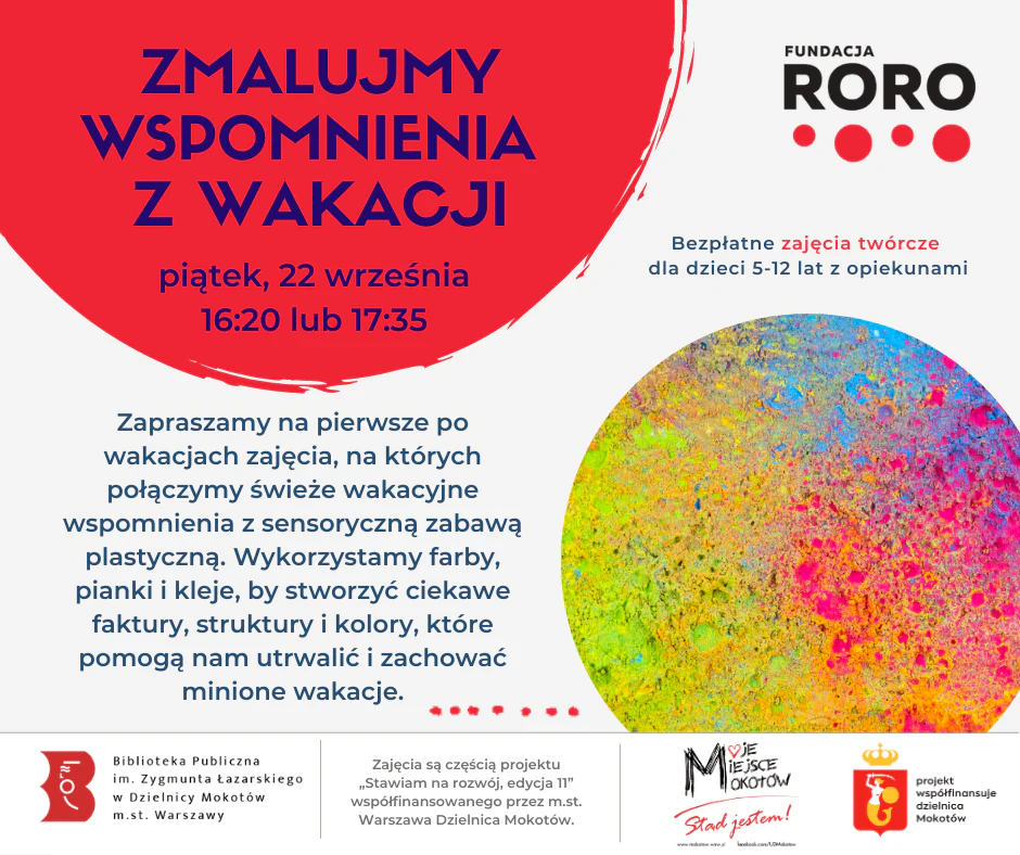 Poza tekstem zawartym w artykule, w prawym dolnej ćwiartce w kole mamy namalowane, pomieszane, kolorowe plamy.