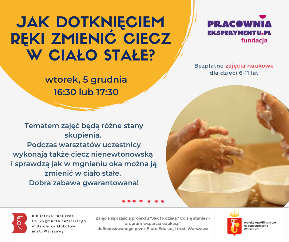 W kółku zdjęcie dwóch dziecięcych rąk upaprane czymś białym z misek. Do tego tekst zawarty w tekście.