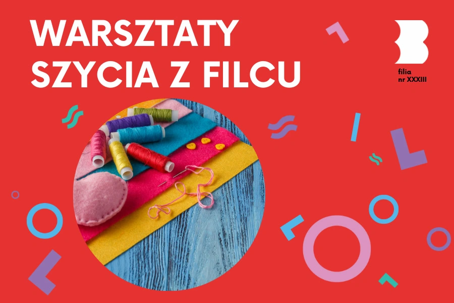 Na stole leżą skrawki filcu, kolorowe nitki i igła.