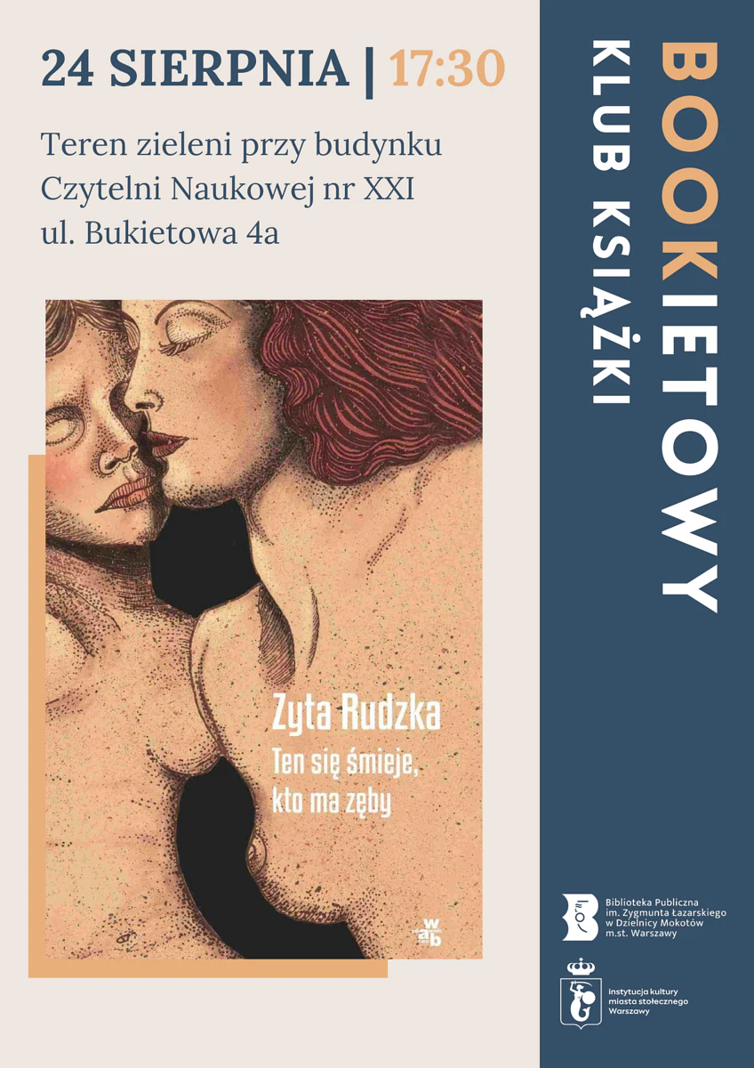 Na jasnobeżowym tle okładka książki oraz tekst zawarty w artykule. Na okładce widać narysowane dwie nagie kobiety ramię w ramię obok siebie, przytulone twarzami.