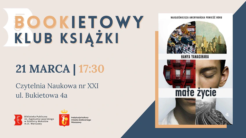 Z prawej okładka, na której widać zarys głowy człowieka zrobioną z kilku zdjęć Nowego Jorku.