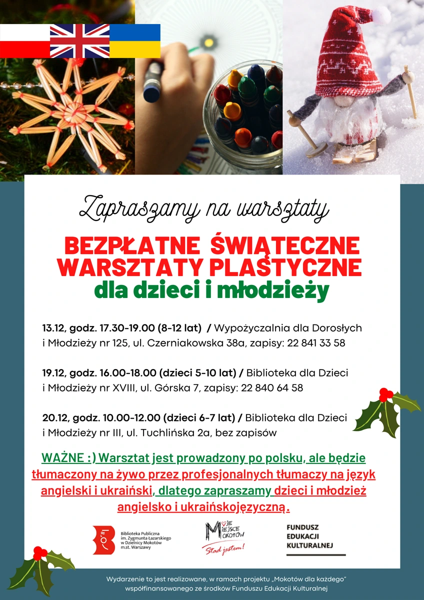 Plakat promujący warsztaty po polsku. Treść zawarta w artykule.