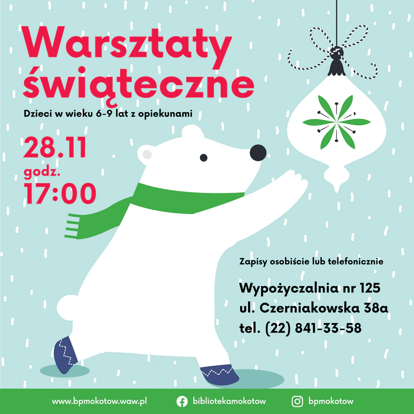 biały niedźwiadek w zielonym szalu sięga do wiszącej lampy. Do tego tekst zawarty w artykule.
