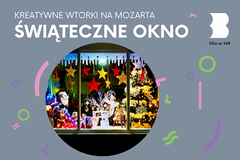 Wystawowe okno udekorowane świąteczno-mikołajowym akcentami.
