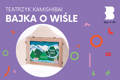 W drewnianej ramce rysunek wstęgi wodnej wijącej się między zielonymi górami od zamku, aż do morza.