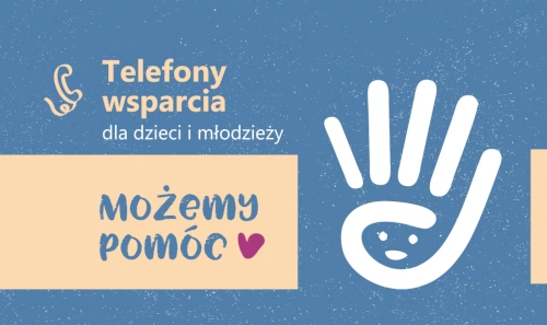 Logotyp telefonu wsparnia na niebieskim tle