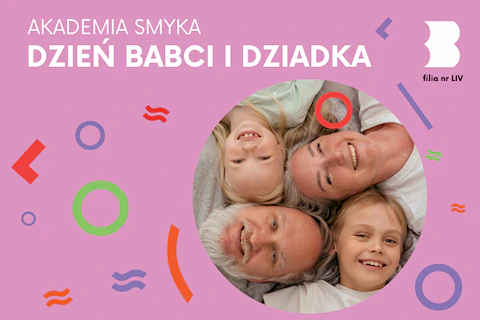 Głowa przy głowie leżą prostopadle do siebie dziadek, babcia i dwójka wnucząt.