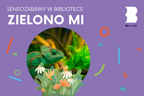 Zielona jaszczurka pośród zielonej roślinności.