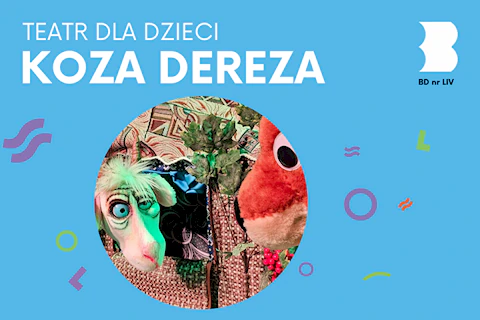 Dwie kukiełkowe głowy zwierząt. Jedna wystaje jakby z domku.