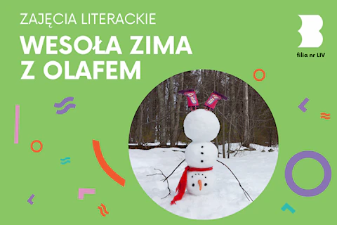 Śnieg na placu na tle drzew, a na placu stoi na głowie bałwan z czerwonym szalikiem i butami.