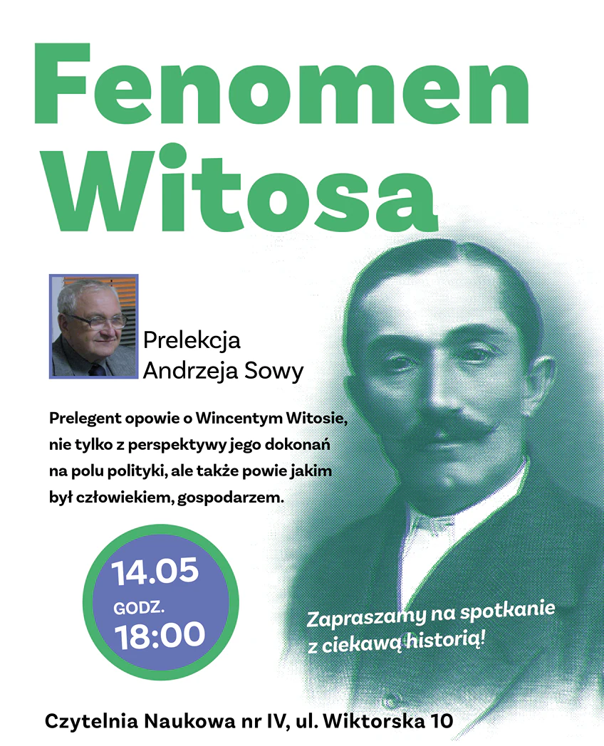 Czarno-białe zdjęcie Wincentego Witosa, mężczyzny w średnim wieku z wąsem, krótką fryzurą, w garniturze z początku dwudziestego wieku.