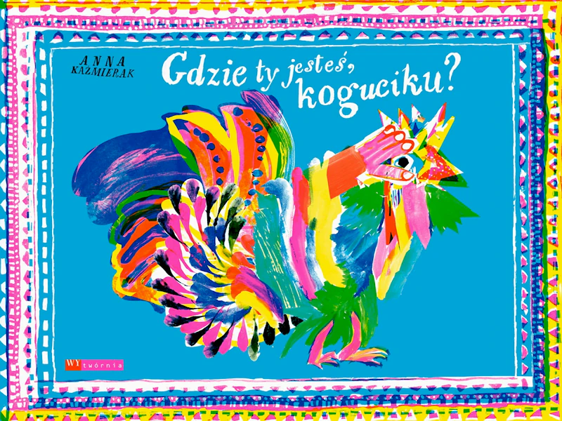 Fantazyjnie namalowany kogut.