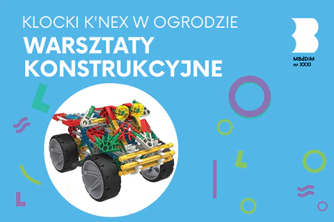 Zbudowany z klocków fantazyjny pojazd czterokołowy.