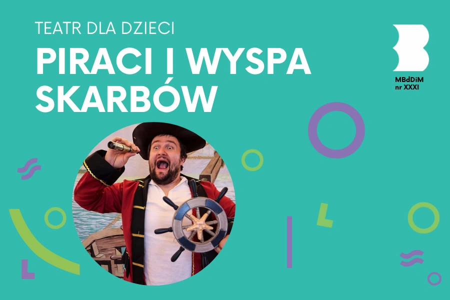 Kapitan stoi na pokładzie łodzi, trzymając w jednej dłoni lunetę, w drugiej ster.
