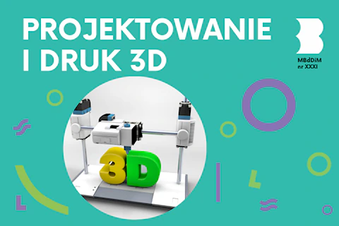 Biała drukarka 3 d z wydrukowanym trójwymiarowym żółto-zielonym napisem 3 d.