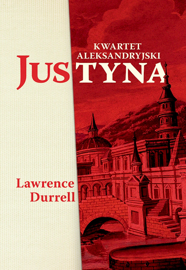 Dziewiętnastowieczny rysunek kilku budynków i mostka nad kanałem w krwisto czerwonej tonacji.
