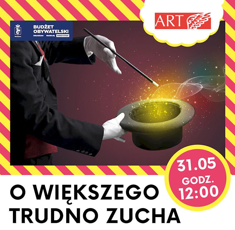 Magik trzyma różdżkę nad cylindrem, z którego wydobywa się tajemniczy świetlisty dym.