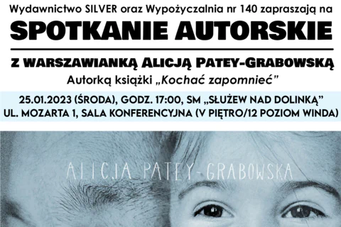 W górnej połowie tekst zawarty w artykule zapraszający na spotkanie autorskie z Alicją Patey-Grabowską. W dolnej połowie widać fragment zdjęcia głowy kilkuletniej dziewczynki i starszej kobiety.